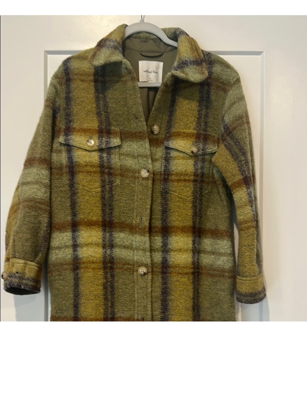Plaid Wool Blend Coat